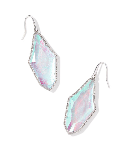 Evelyn Drop Earrings Silver Rock Crystal Dichroic