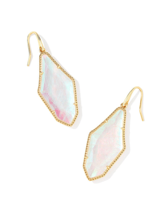 Evelyn Drop Earrings Gold Rock Crystal Dichroic