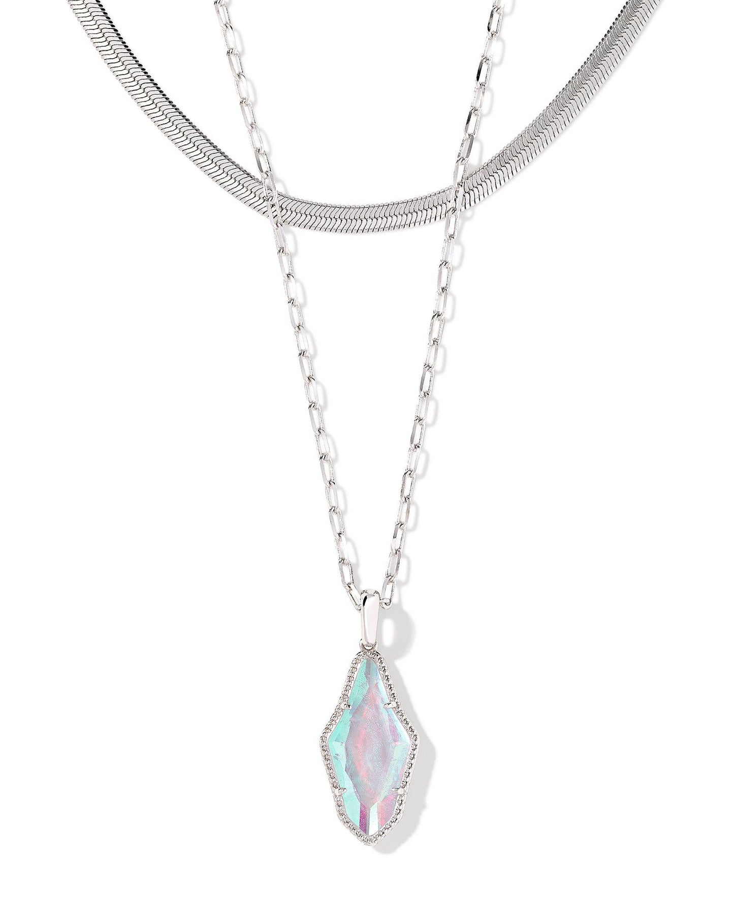 Evelyn Multi Strand Necklace Silver Rock Crystal