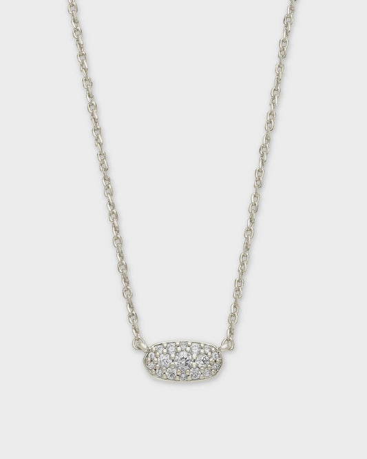 Grayson Crystal Pendant Necklace Silver White CZ
