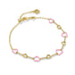 Haisley Heart Delicate Chain Bracelet Gold Pink Pearlescent Enamel