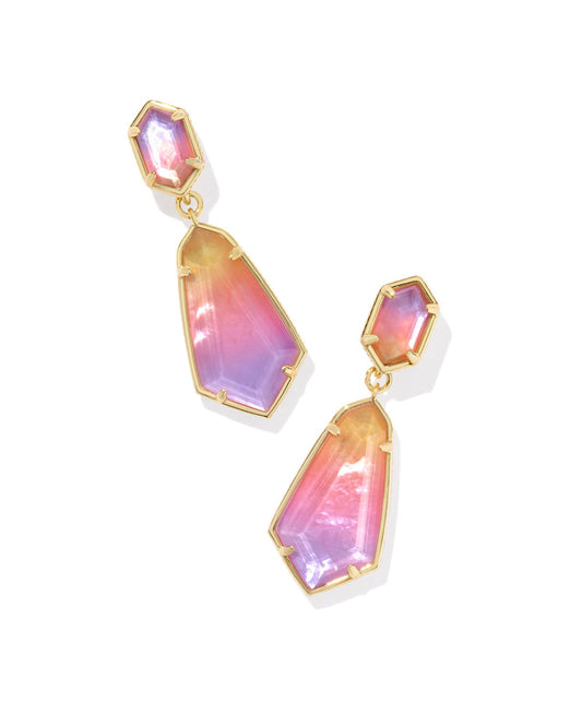 Hallie Convertible Drop Earrings Gold Sunrise Watercolor Illusion