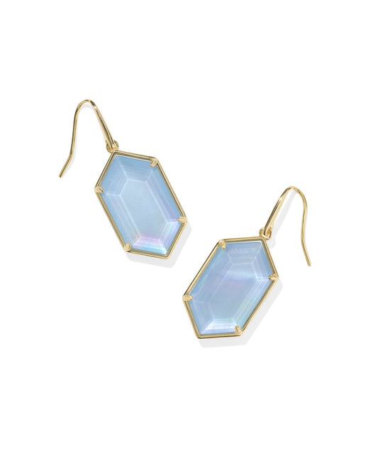 Hallie Drop Earrings Gold Sky Blue MOP