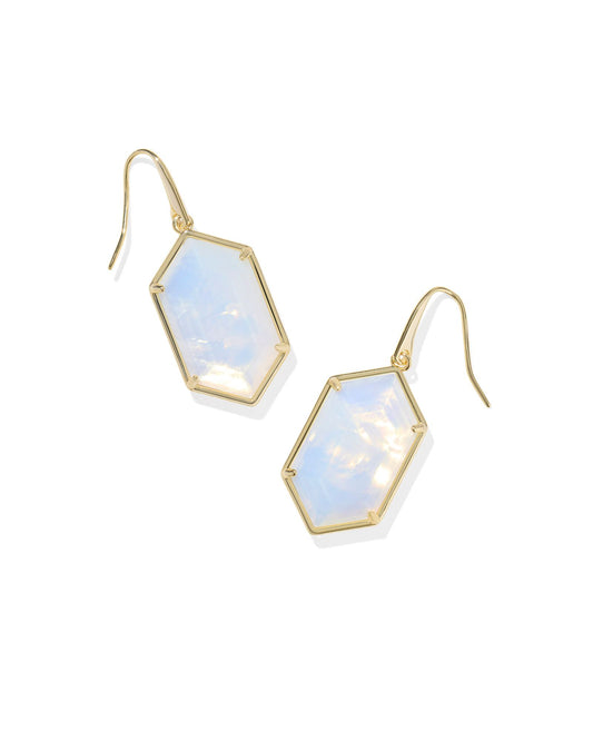 Hallie Drop Earrings Gold Opalite Illusion