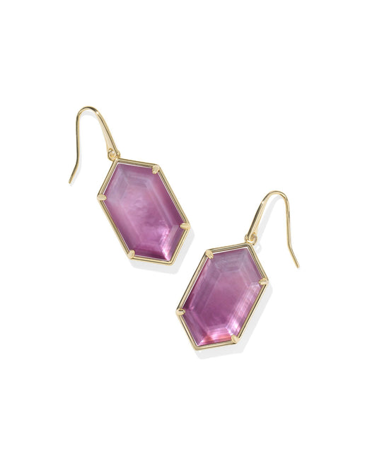 Hallie Drop Earrings Gold Purple Watercolor Illusion