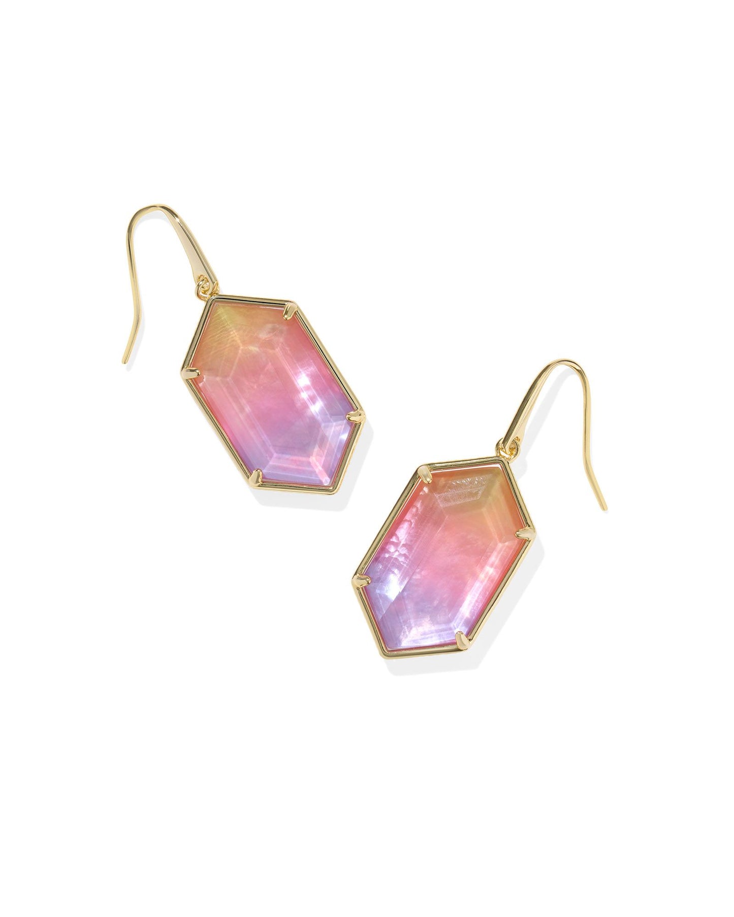 Hallie Drop Earrings Gold Sunrise Watercolor Illusion