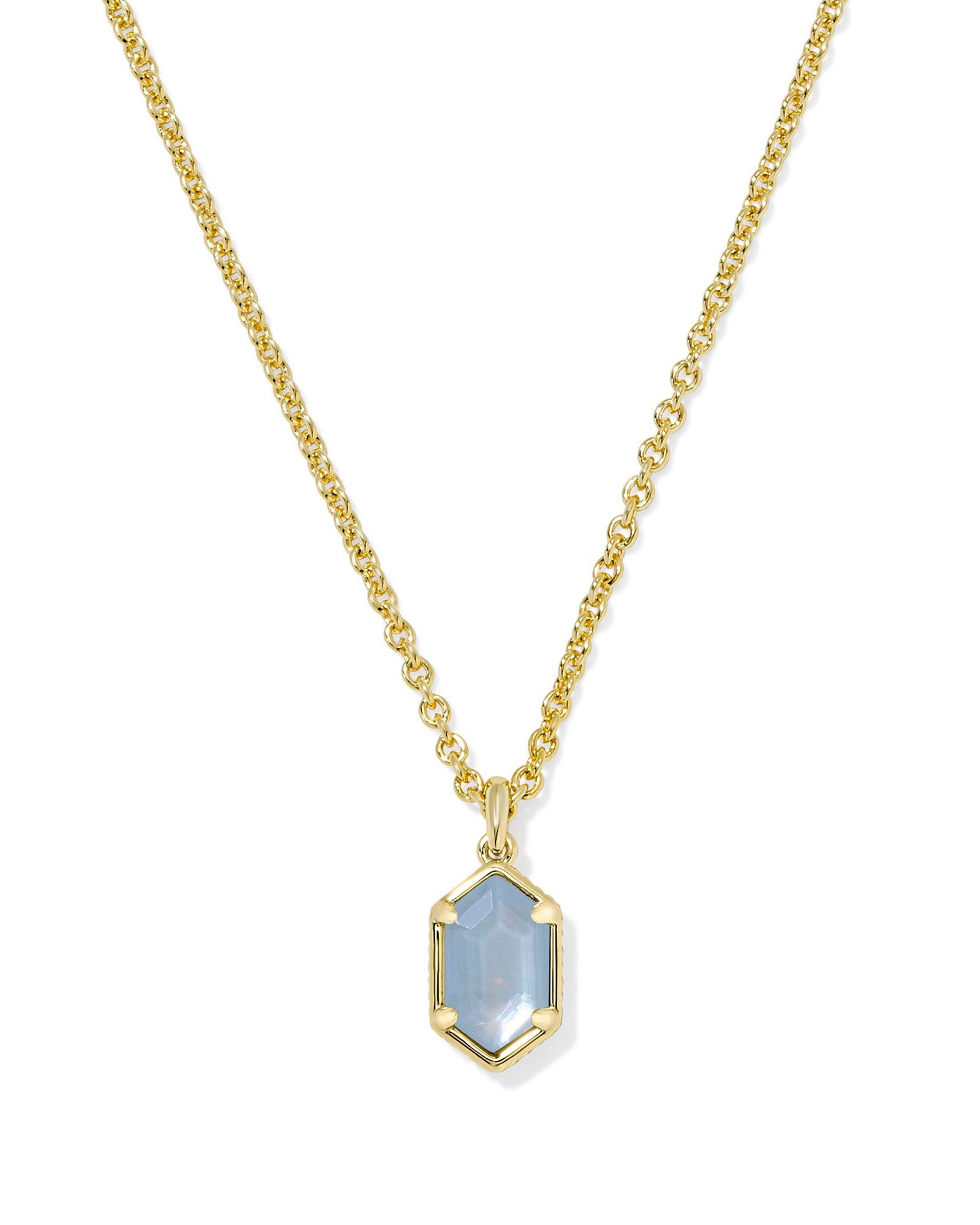 Hallie Short Pendant Necklace Gold Sky Blue MOP