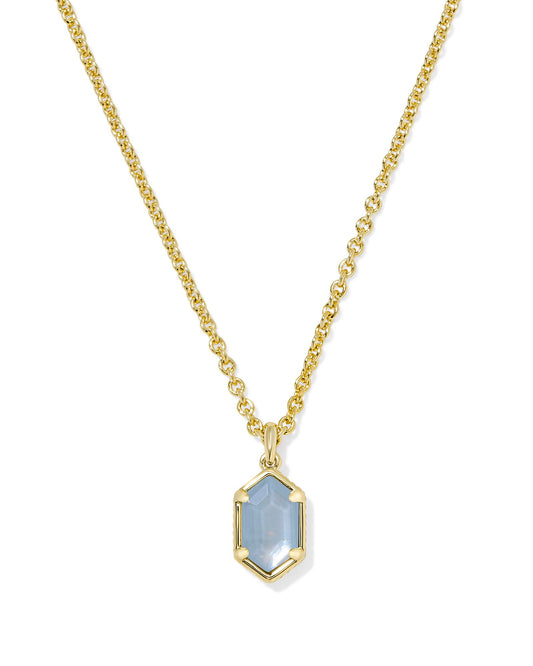 Hallie Short Pendant Necklace Gold Sky Blue MOP