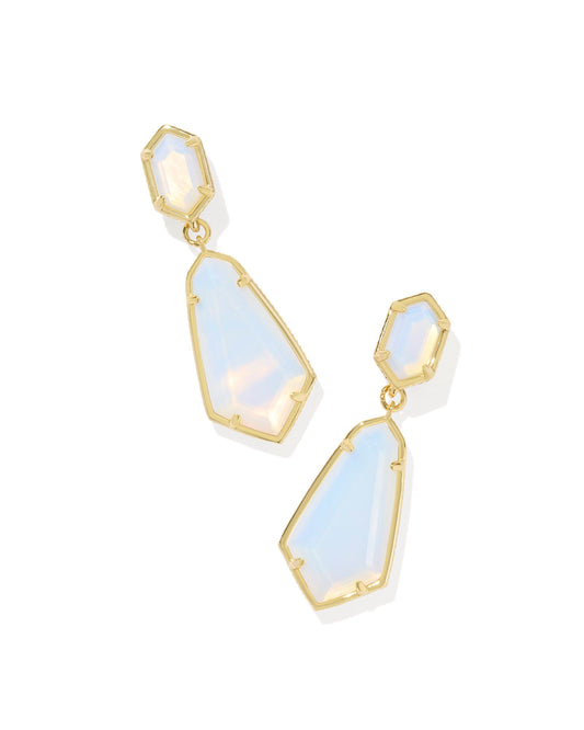 Hallie Convertible Drop Earrings Gold Opalite Illusion