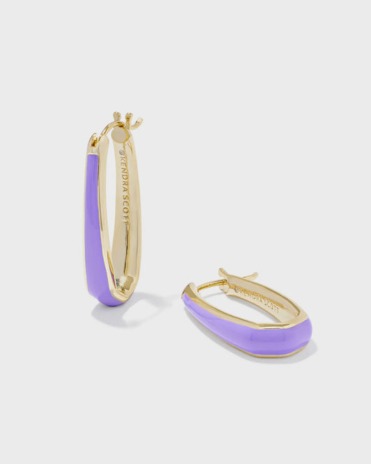 Kelsey Hoop Earring Gold Purple Enamel