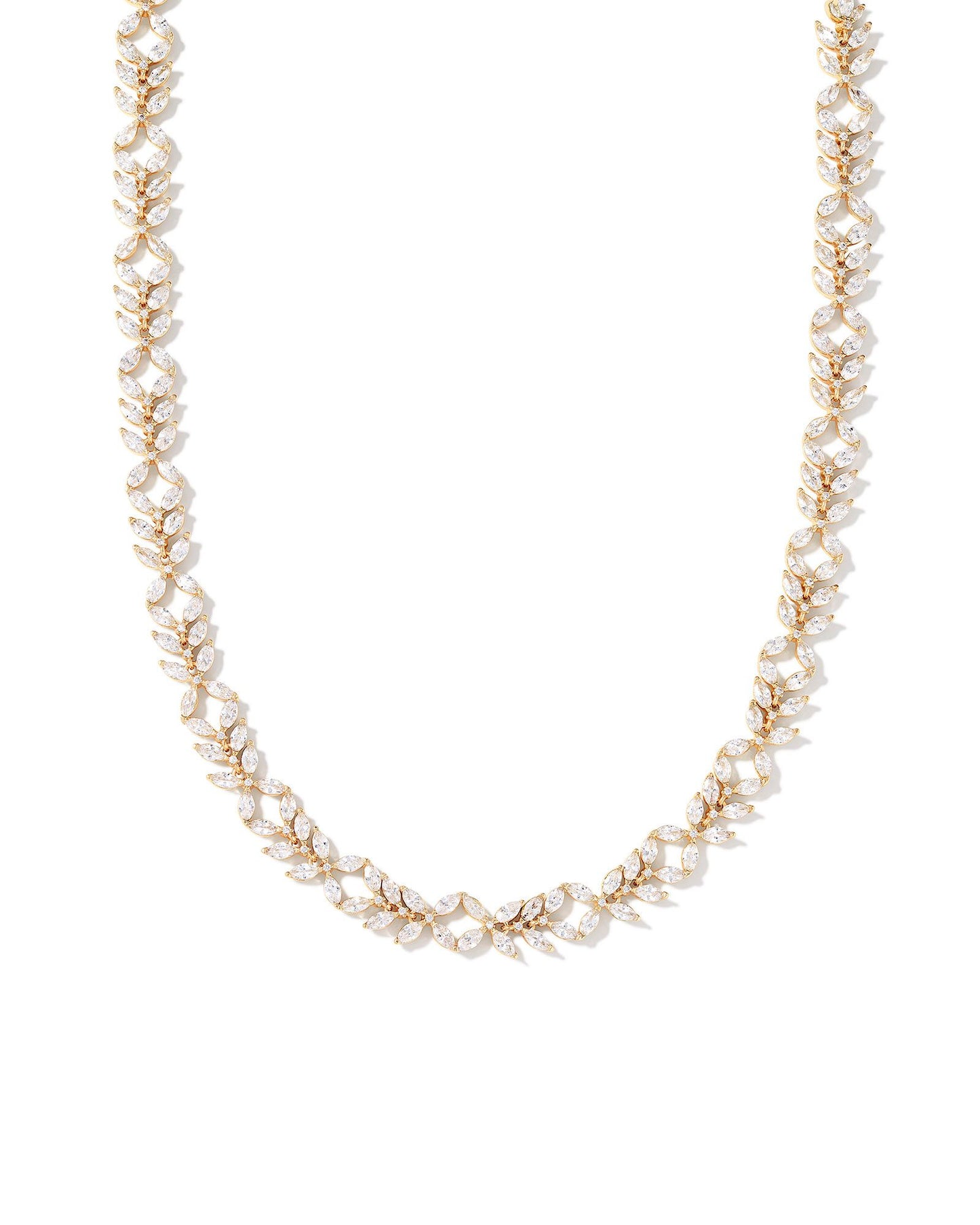 Rosalie Tennis Necklace Gold White Crystal