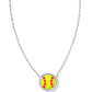 Softball Short Pendant Necklace Silver Chartreuse Magnesite