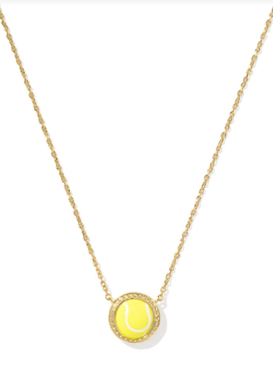 Tennis Short Pendant Necklace Gold Chartreuse Magnesite
