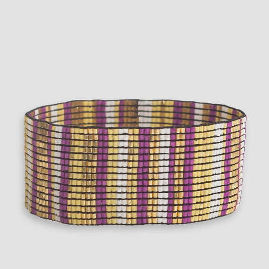 Kenzie Game Day Purple & Gold Vertical Stripes Bracelet