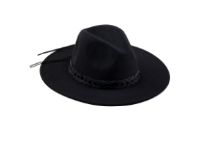 Leather Trim Fedora Black