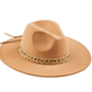 Leather Trim Fedora Tan