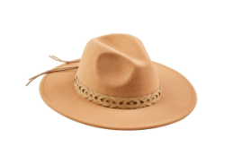 Leather Trim Fedora Tan