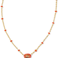 Mini Elisa Enamel Frame Short Pendant Necklace Gold Orange Magnesite