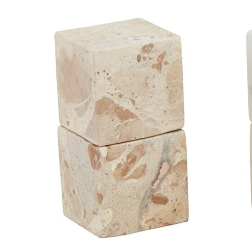 Taupe Marble Cube Salt & Pepper Sets