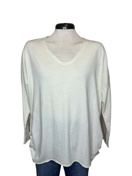 Jaya Ruched Side Cotton Top Winter White