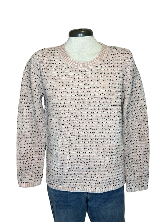 Textured Knit Crewneck Sweater Sepia Rose