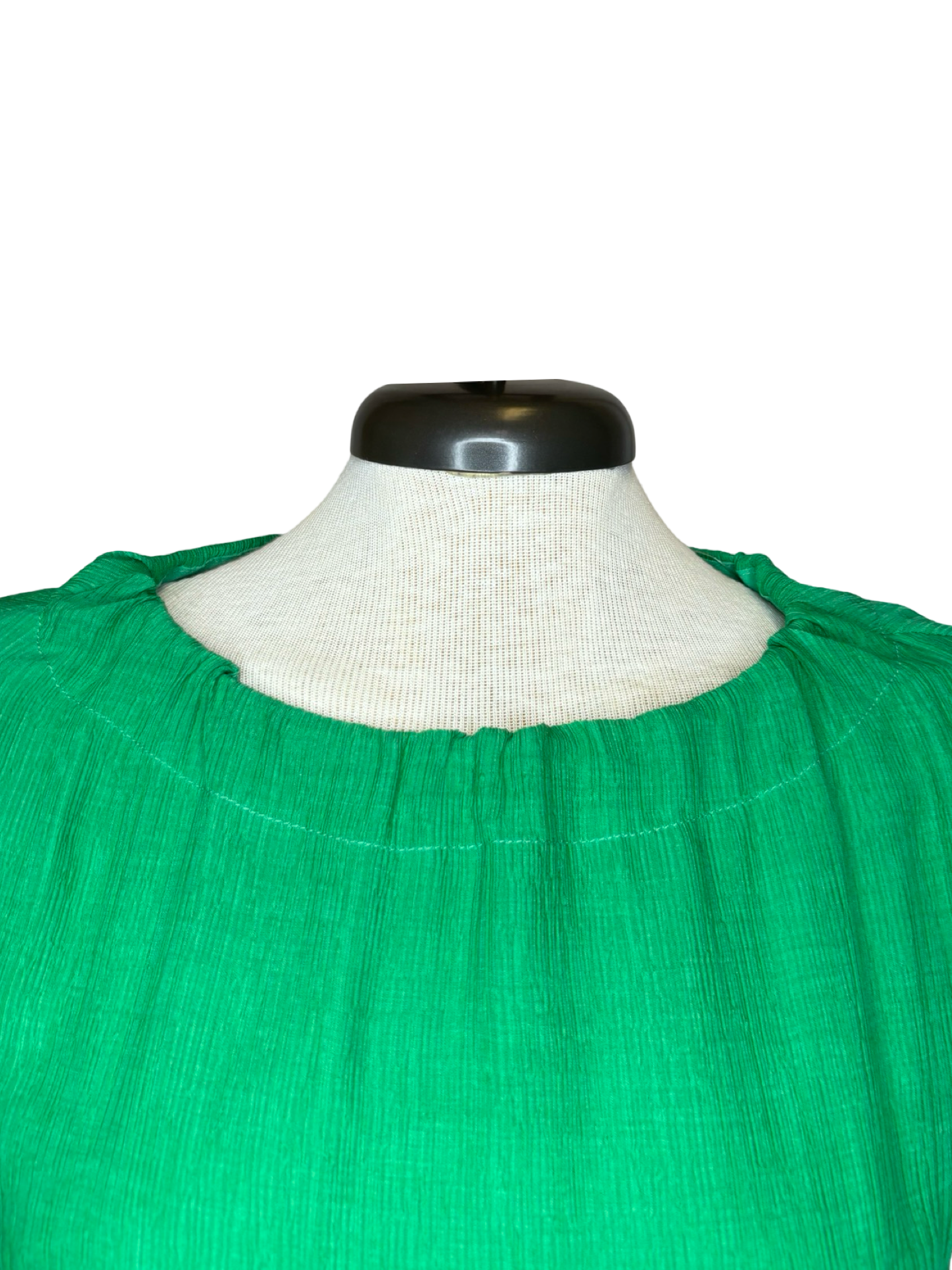 Green Ruched Neck Ruffle Top