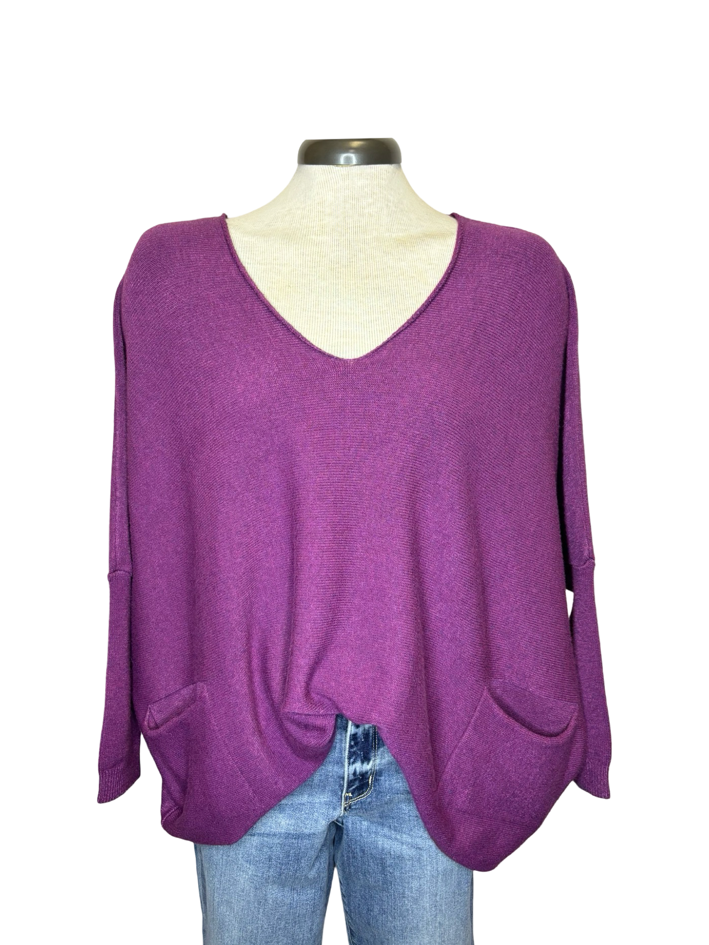 Leonie Oversize V Neck Sweater Grape