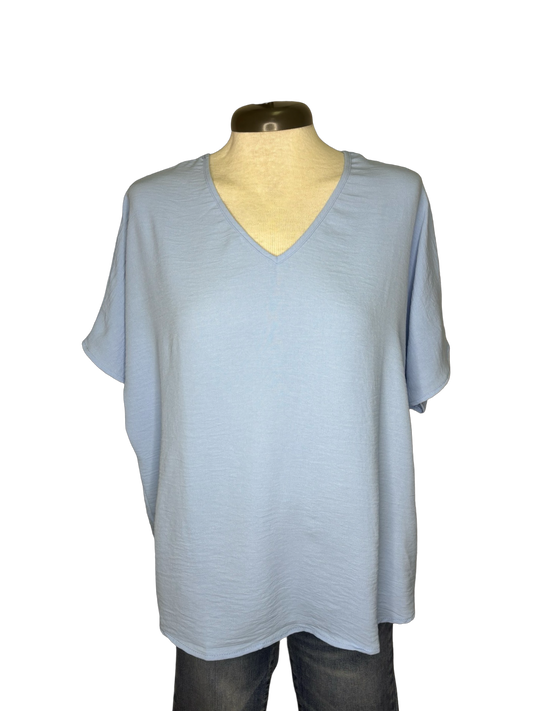 Lt Blue V Neck Top