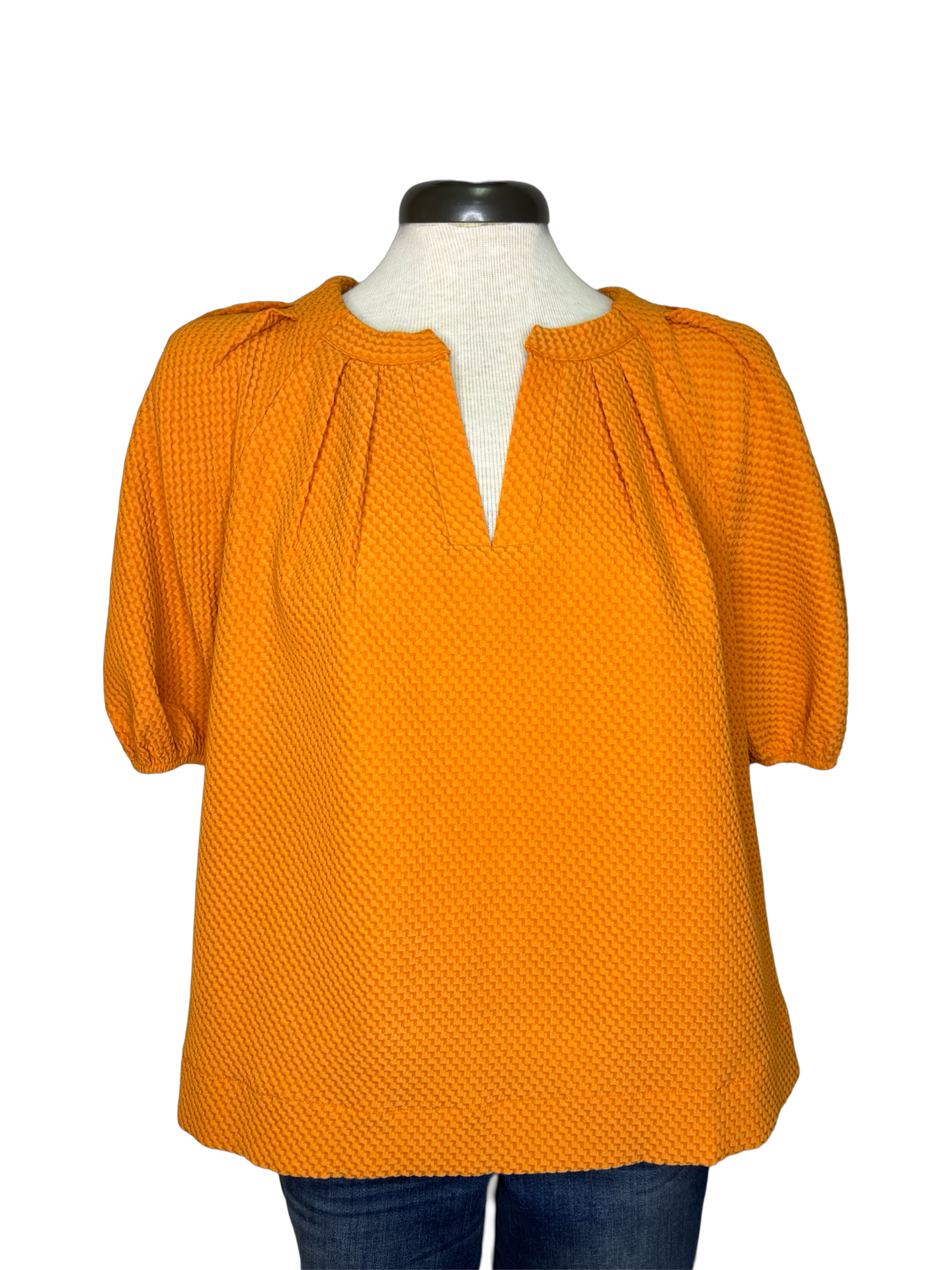 Pleated Sleeve Top Orange