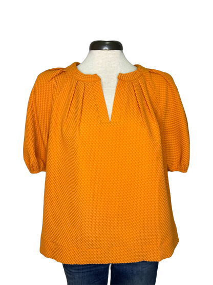 Pleated Sleeve Top Orange