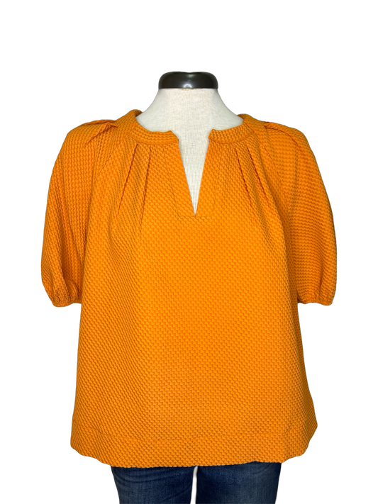 Pleated Sleeve Top Orange