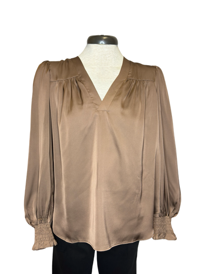 Autumn Elegance V Neck Blouse Brown