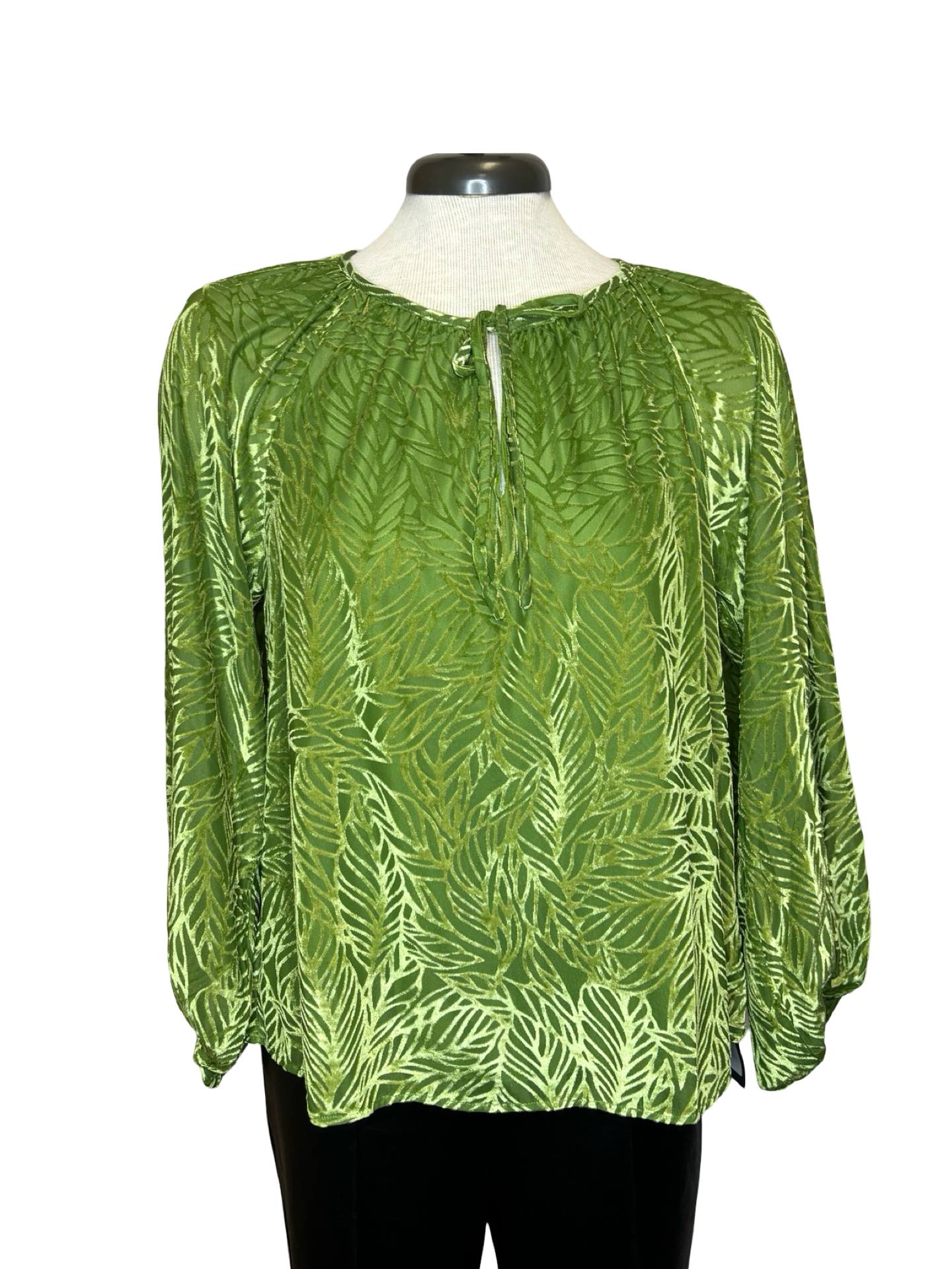 Brisk Green Burnout Peasant Top