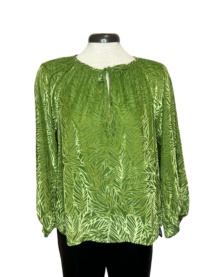 Brisk Green Burnout Peasant Top