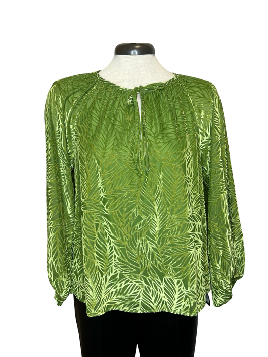 Brisk Green Burnout Peasant Top