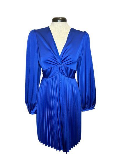 Front Twist Pleated Dress Royal Blue