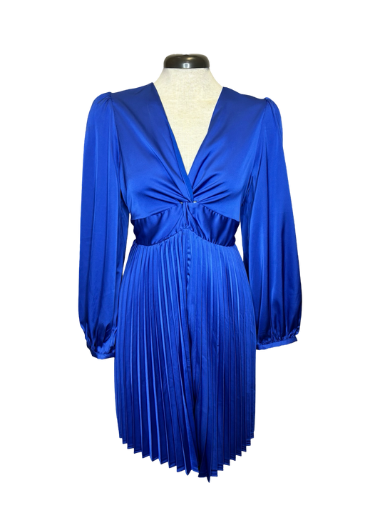 Front Twist Pleated Dress Royal Blue