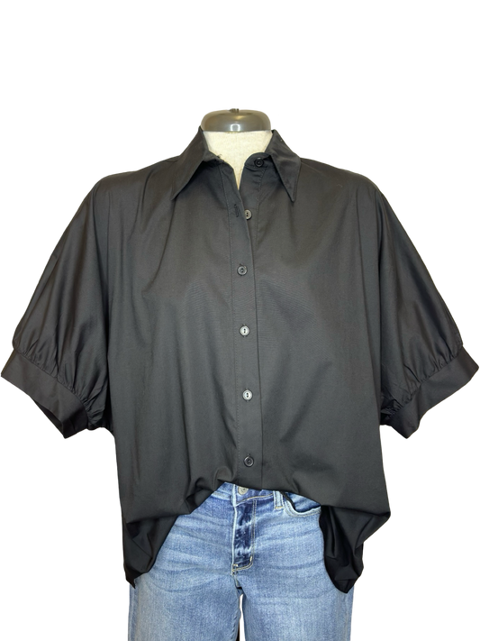 Arizona Oversized Button Down Top Black