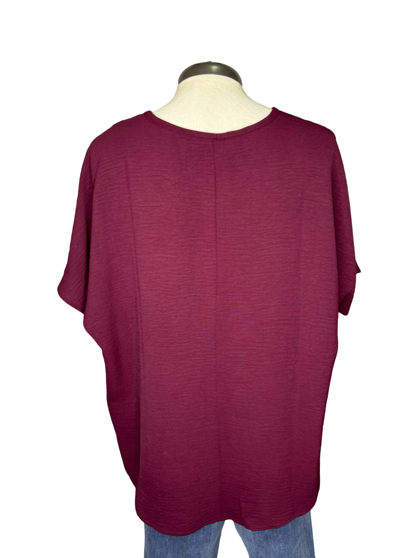 Burgundy V Neck Top