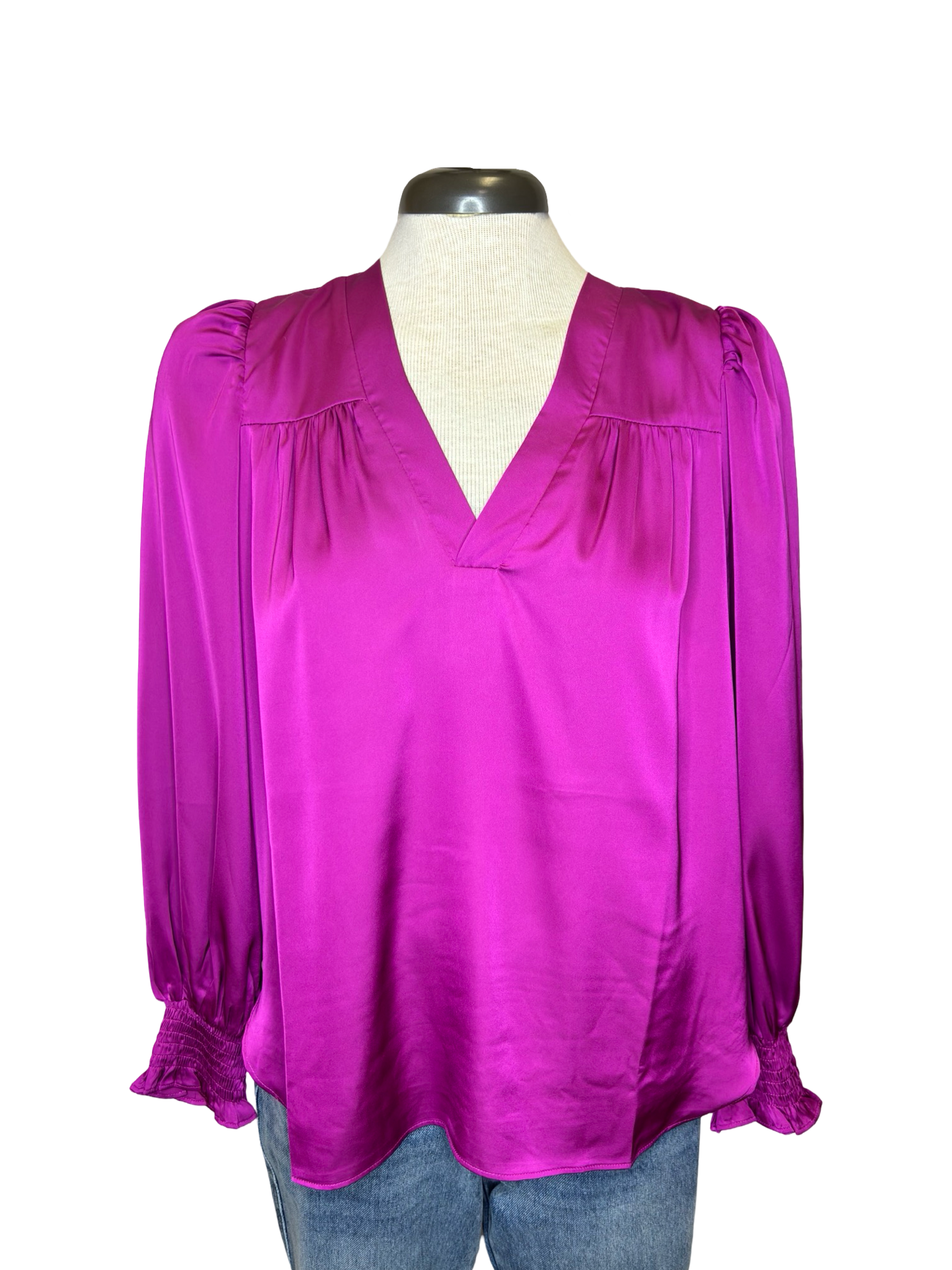 Autumn Elegance V Neck Blouse Orchid