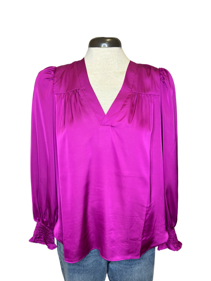 Autumn Elegance V Neck Blouse Orchid