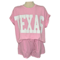 TEXAS Graphic Textured Top Baby Pink