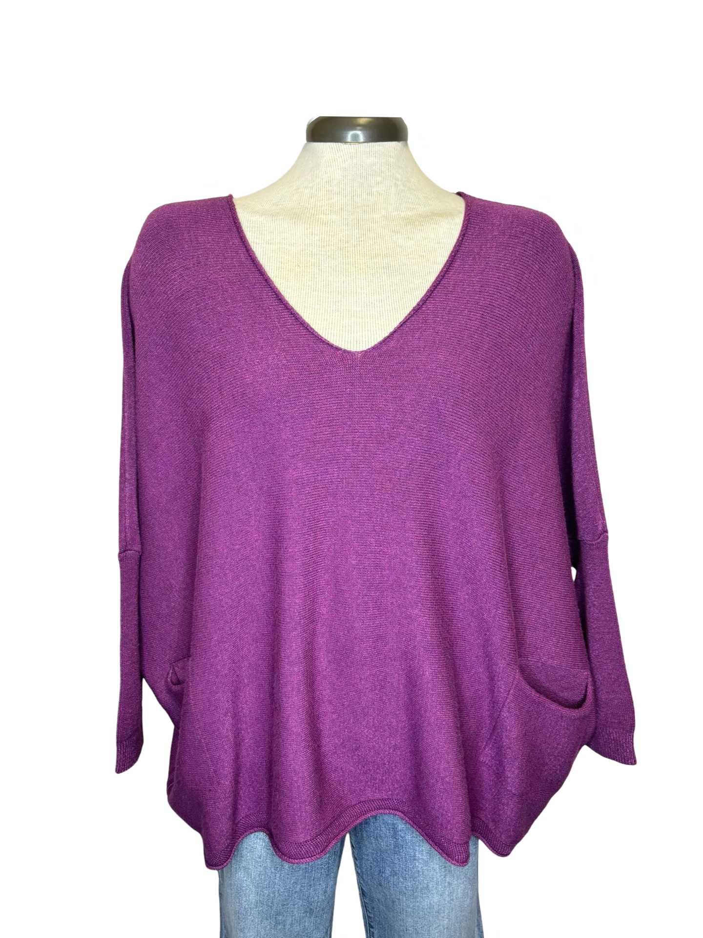 Leonie Oversize V Neck Sweater Grape