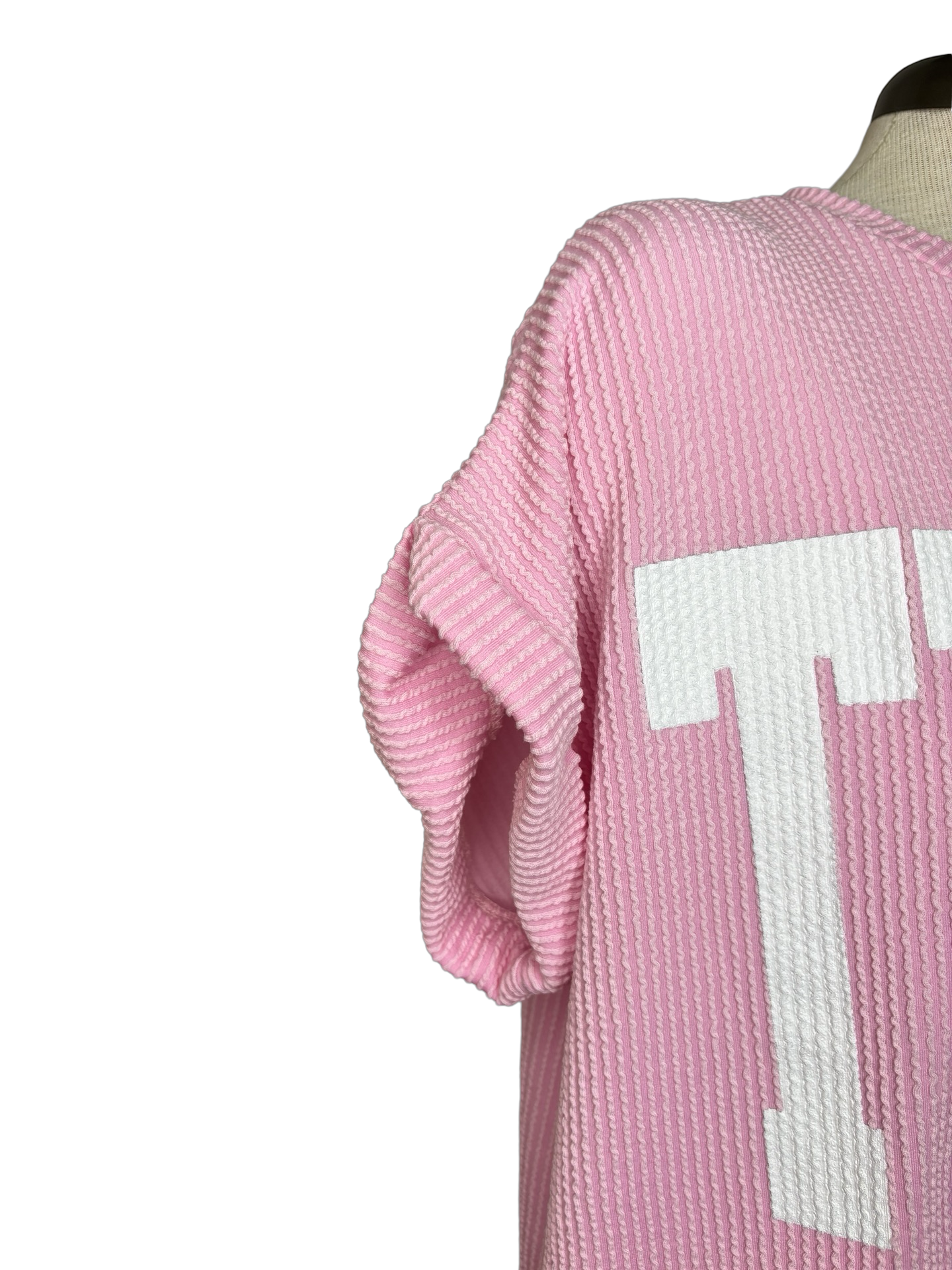 TEXAS Graphic Textured Top Baby Pink