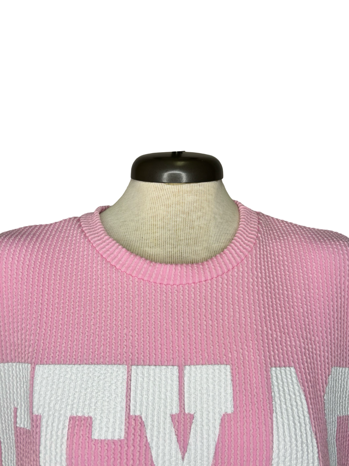 TEXAS Graphic Textured Top Baby Pink