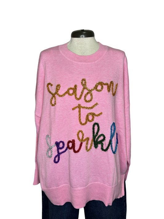 Holiday Sparkle Sweater One Size Pink