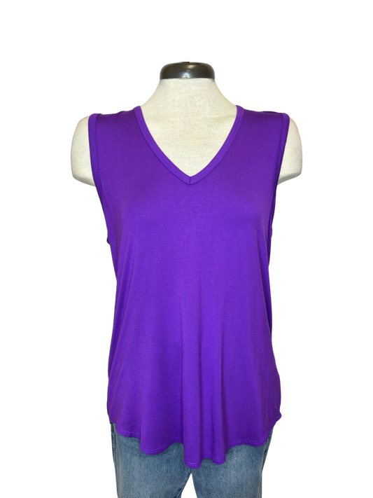 Elle Wide Strap V Neck Tank Purple