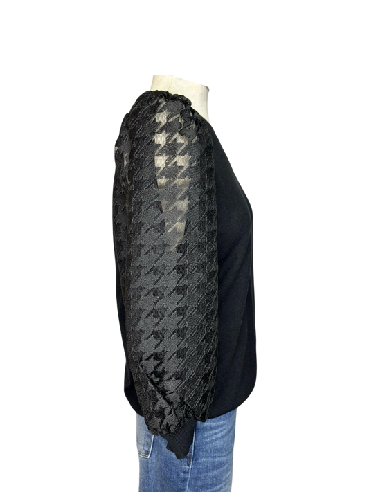 Black Pattern Sleeve Sweater