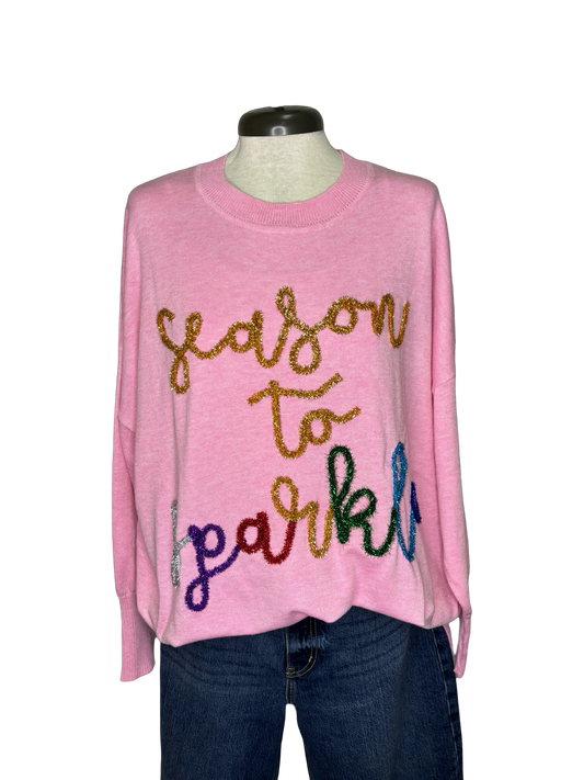 Holiday Sparkle Sweater One Size Pink