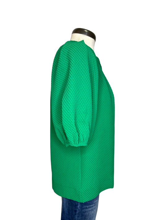 Pleated Sleeve Top Green